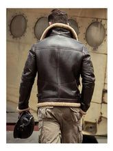 Load image into Gallery viewer, Men's Airforce Flight Shearling Leather Jacket - Fur Lined