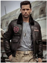 Load image into Gallery viewer, Men's Airforce Flight Embroidered Shearling Jacket - Classic Coat