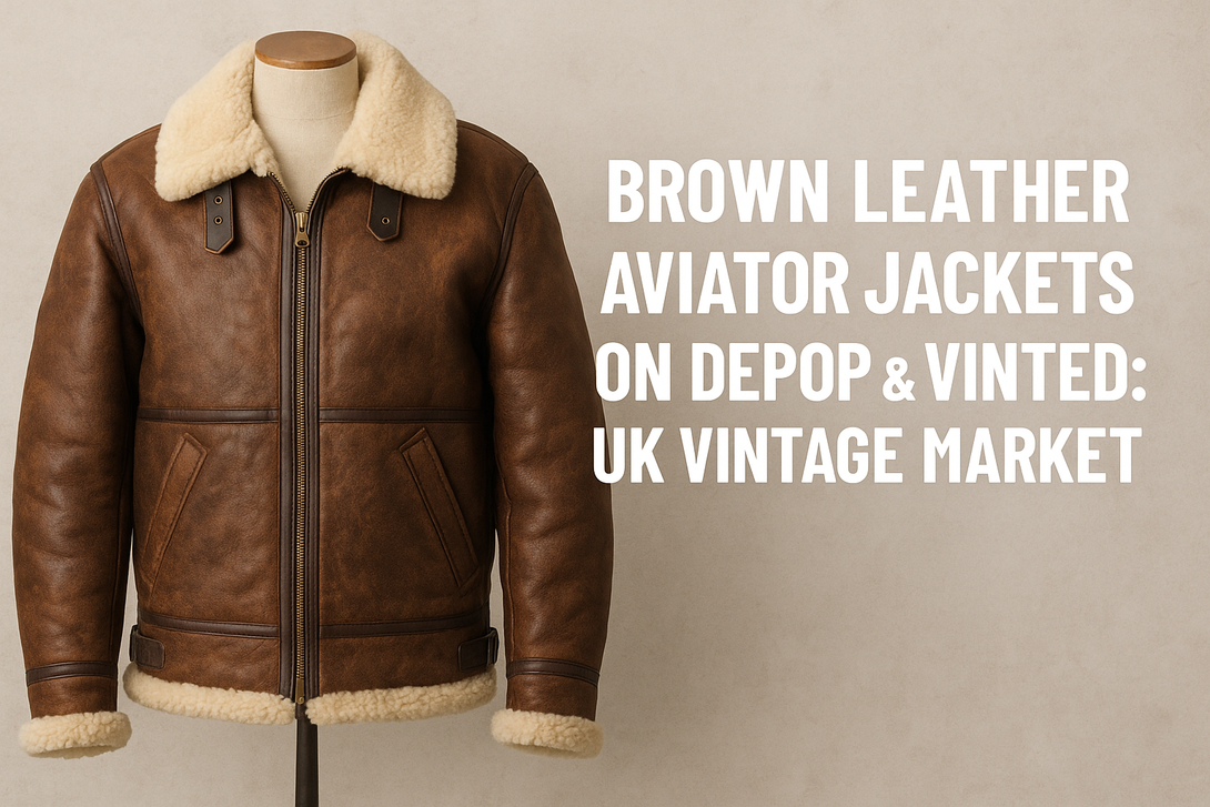 Brown Leather Aviator Jackets on Depop & Vinted: UK Vintage Market