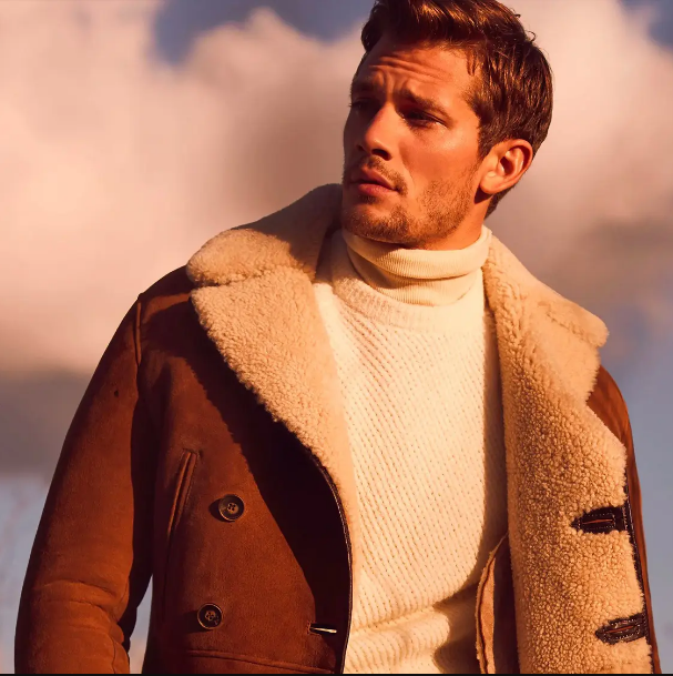 What explains the enduring appeal of shearling coats among men?
