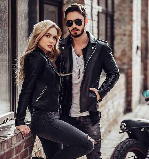 What are the different types of leather clothing items men and women can wear?