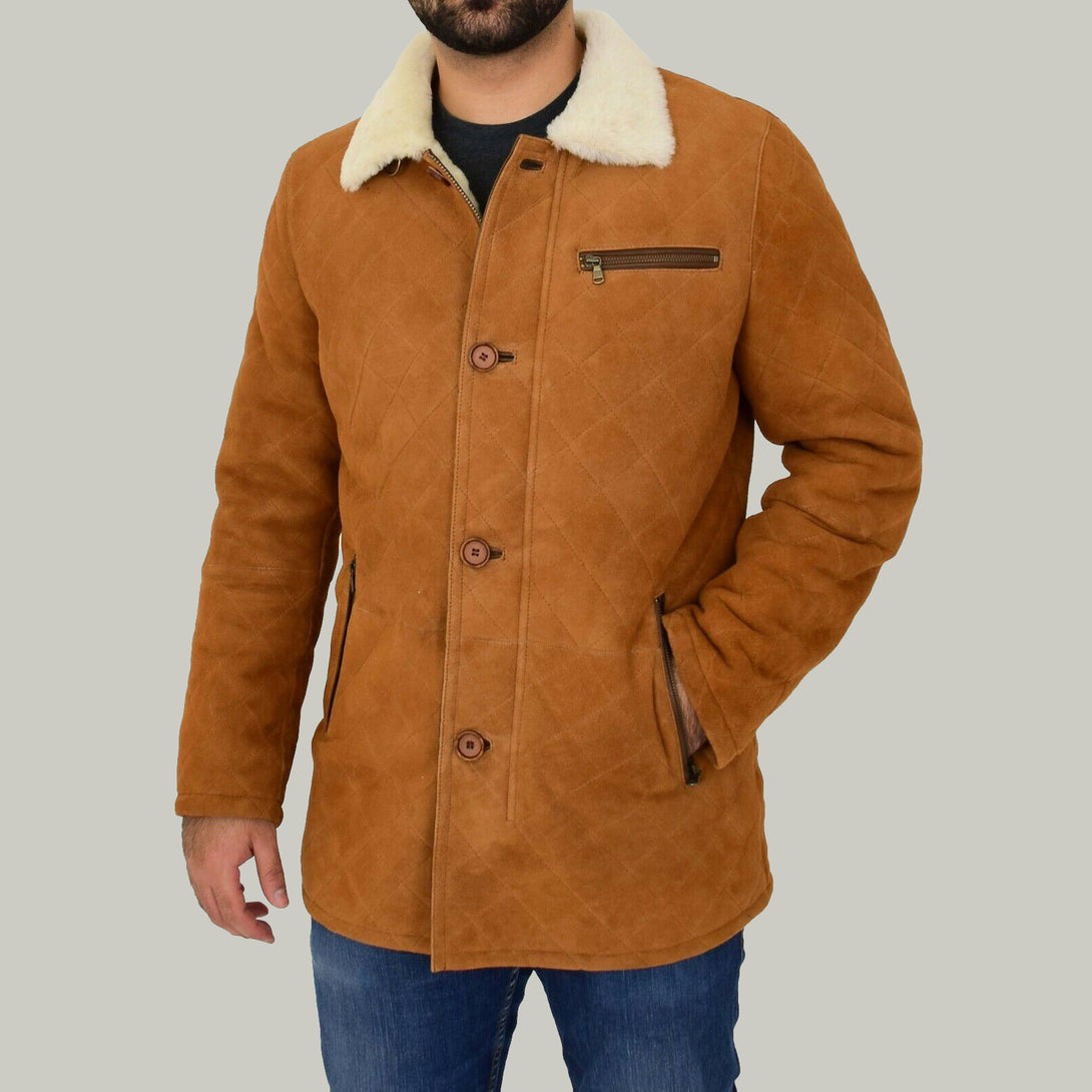 What are the attributes of men's sheepskin coats?