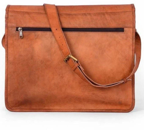 16 Inch Vintage Brown Soft Leather Laptop Messenger Briefcase Bag