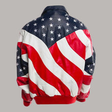 Load image into Gallery viewer, American Flag Leather Jacket for Independence Day
