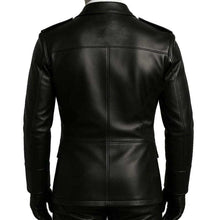 Load image into Gallery viewer, Black Cowhide Leather RAF Military Coat Jacket for Men
