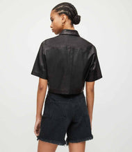 Load image into Gallery viewer, Black Half Sleeve Leather Shirt for Women
