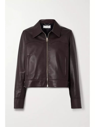 Black Lambskin Leather Biker Moto Jacket for Women