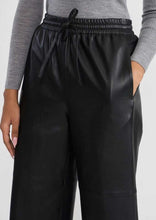 Load image into Gallery viewer, Black Lambskin Leather Wide Leg Pants for Women
