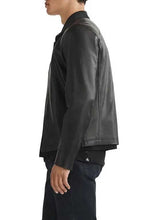 Load image into Gallery viewer, Black Leather Racer Biker Jacket for Men
