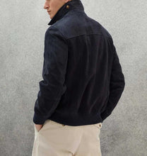 Load image into Gallery viewer, Blue Suede Flight Bomber Jacket for Men
