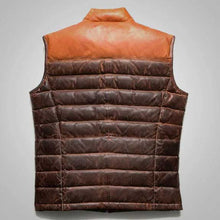 Load image into Gallery viewer, Brown puffer vest with orange
