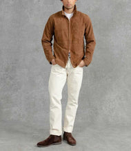 Load image into Gallery viewer, Brown Suede Cafe Racer Leather Jacket for Men
