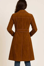 Load image into Gallery viewer, Brown Suede Leather Trench Coat for Women
