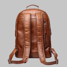 Load image into Gallery viewer, Men Brown Handmade Leather Laptop Travel Backpack
