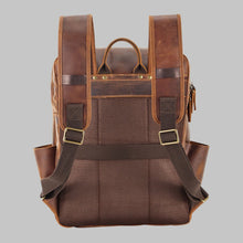 Load image into Gallery viewer, Men Brown Premium Leather Compact Travel Backpack
