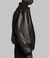 Load image into Gallery viewer, Men Classic Black Oversized Leather Bomber Jacket
