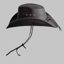 Load image into Gallery viewer, Men Classic Black Real Leather Cowboy Hat
