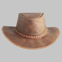 Load image into Gallery viewer, Men Classic Brown Real Leather Outback Hat
