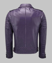 Load image into Gallery viewer, Men Classic Purple Leather Biker Jacket
