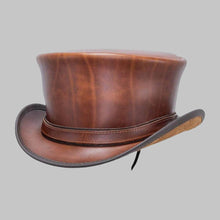 Load image into Gallery viewer, Men Classic Tan Brown Real Leather Top Hat
