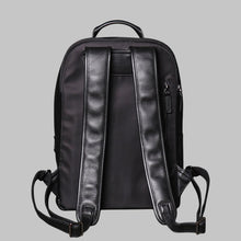 Load image into Gallery viewer, Men Full Grain Black Leather Stylish Laptop Travel Backpack
