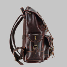 Load image into Gallery viewer, Men Genuine Dark Brown Waxed Leather Vintage Backpack
