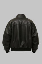 Load image into Gallery viewer, Men Oversized Black Genuine Leather Bomber Jacket
