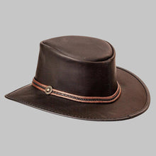 Load image into Gallery viewer, Men Premium Black Real Leather Outback Hat
