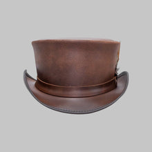 Load image into Gallery viewer, Men Premium Brown Leather Top Hat
