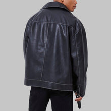 Load image into Gallery viewer, Men Purple Oversized leather Biker Jacket

