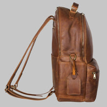 Load image into Gallery viewer, Men Saddle Brown Leather Backpack Vintage Rucksack
