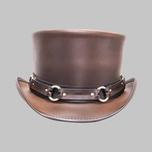 Load image into Gallery viewer, Men Stylish Brown Real Leather Top Hat
