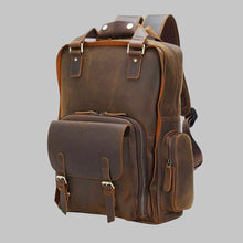 Load image into Gallery viewer, Men Versatile Dark Brown Leather Backpack
