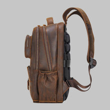 Load image into Gallery viewer, Men Vintage Dark Brown Multi Pocket Leather Backpack
