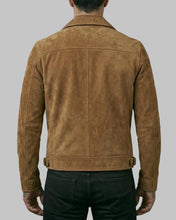 Load image into Gallery viewer, Men's Classic Brown Suede Leather Biker Jacket

