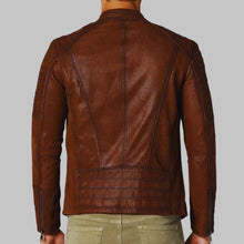 Load image into Gallery viewer, Men’s Vintage Dark Brown Leather Motorcycle Jacket
