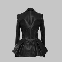 Load image into Gallery viewer, Women Black Frock Style Leather Jacket
