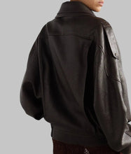 Load image into Gallery viewer, Women Premium Oversized Dark Brown Leather Jacket
