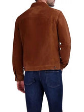 Load image into Gallery viewer, Camel Suede Leather Tucker Jacket with Snap Closure
