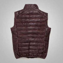 Load image into Gallery viewer, Dark Brown Downs Men’s Leather Puffer Vest
