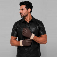 Load image into Gallery viewer, Dark Brown Leather Glove with Faux Fur Lining
