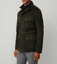 Load image into Gallery viewer, Forest Green Suede Leather Jacket for Men
