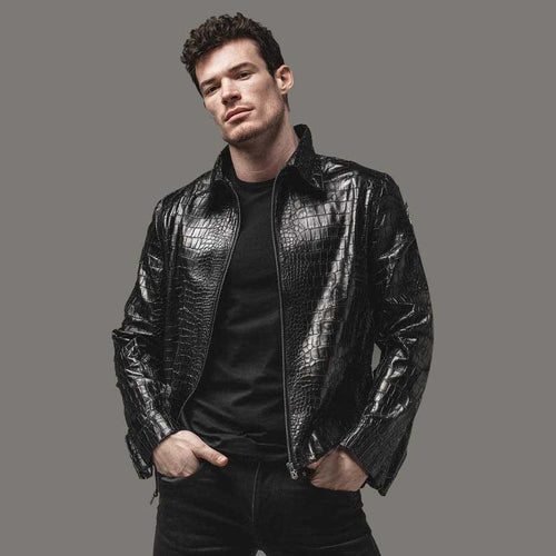 Genuine Black Crocodile Leather Jacket