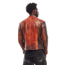 Load image into Gallery viewer, Genuine Crocodile Leather Jacket Handmade Brown Red Exotic Coat
