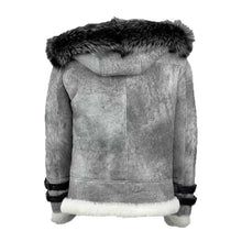 Load image into Gallery viewer, Handmade Grey Shearling Bomber Jacket
