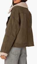 Load image into Gallery viewer, Khaki Suede Shearling Leather Jacket for Women
