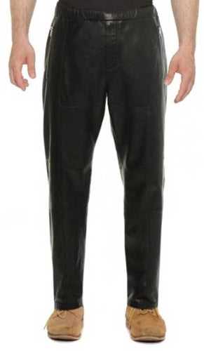Leather Jogger Pants With Ankle Zipper