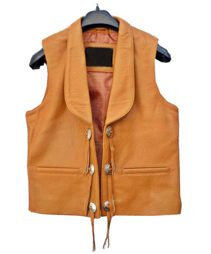 Lorne Greene Bonanza Leather Vest in Tan Brown
