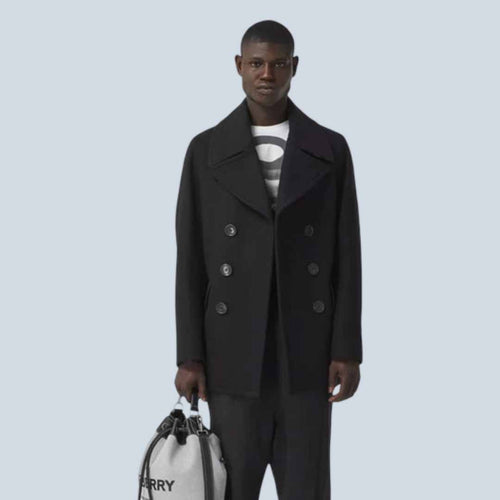 Men Black Fleece Peacoat