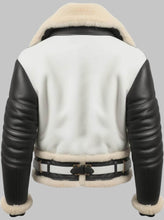 Load image into Gallery viewer, Men Black and White Aviator B3 Bomber Leather Jacket
